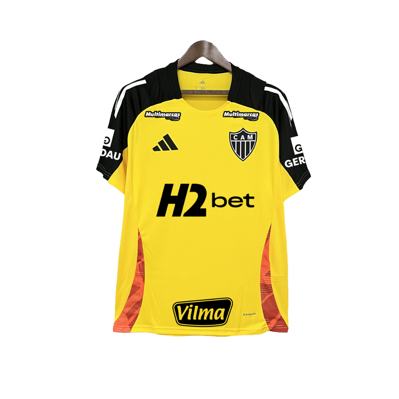 Camisa Atlético Mineiro 25/26 Treino Amarelo - Todos os Patrocínios - Versão Torcedor