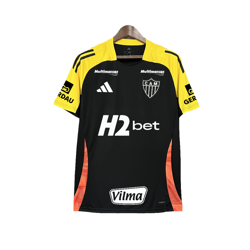 Camisa Atlético Mineiro 25/26 Treino - Todos os Patrocínios - Preto - Versão Torcedor